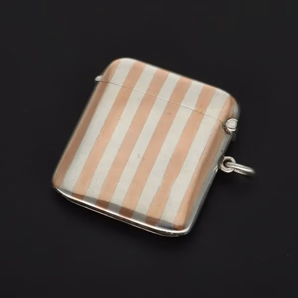 George V Silver Striped Vesta Case