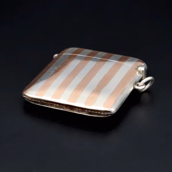 George V Silver Striped Vesta Case