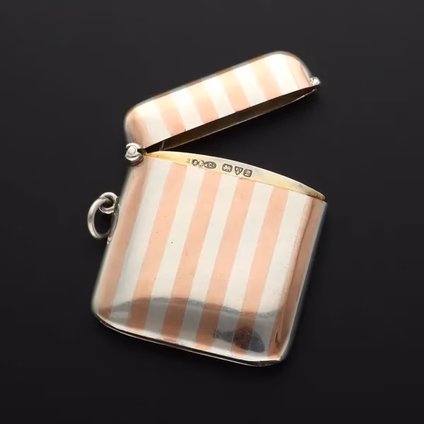 George V Silver Striped Vesta Case