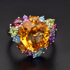 9ct Gold Citrine Topaz Amethyst Peridot Ring