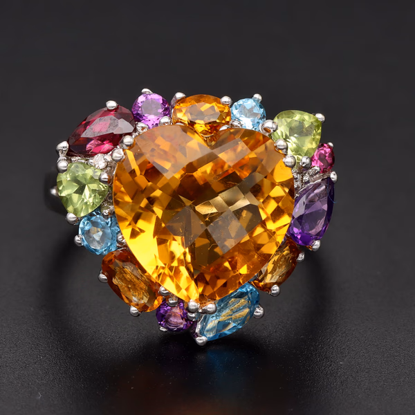9ct Gold Citrine Topaz Amethyst Peridot Ring