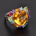 9ct Gold Citrine Topaz Amethyst Peridot Ring