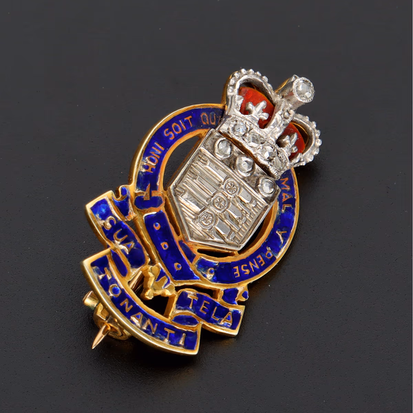 Rare 9ct Gold, Diamond & Enamel RAOC Badge By Garrard & Co