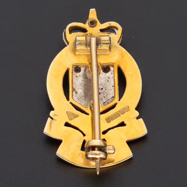Rare 9ct Gold, Diamond & Enamel RAOC Badge By Garrard & Co
