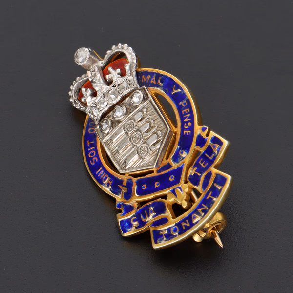 Rare 9ct Gold, Diamond & Enamel RAOC Badge By Garrard & Co