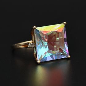 Gold 15ct Topaz Diamond Statement Ring