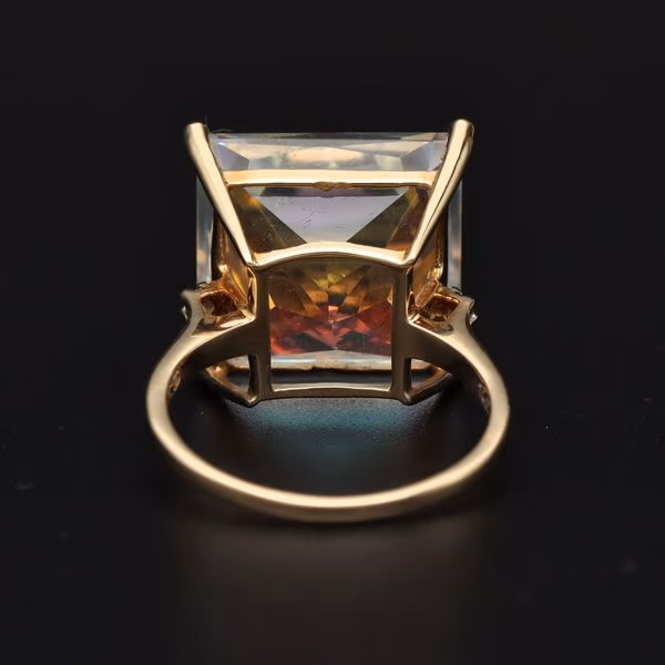 Gold 15ct Topaz Diamond Statement Ring