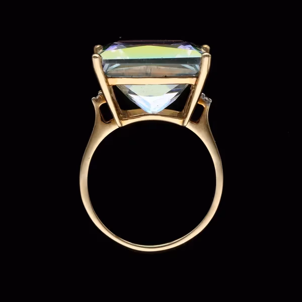 Gold 15ct Topaz Diamond Statement Ring