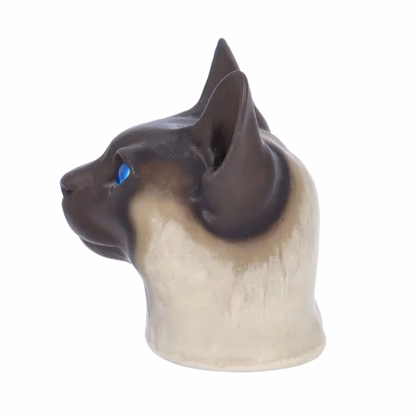 Unusual Royal Copenhagen Aluminia Faience Cat Head.