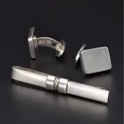 Boxed Vintage Georg Jensen Silver Cufflink and Tie Bar Set