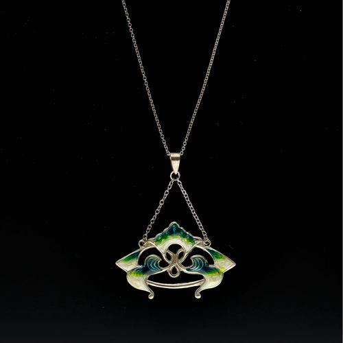 Art Nouveau Scottish Silver Enamel Necklace image-1