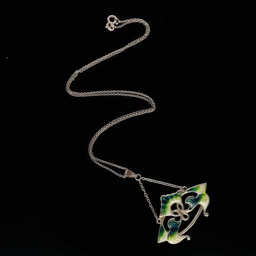 Art Nouveau Scottish Silver Enamel Necklace image-3