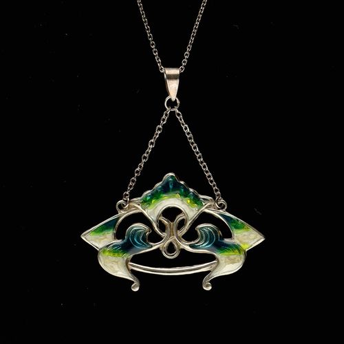 Art Nouveau Scottish Silver Enamel Necklace image-2