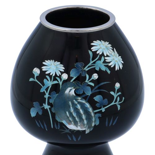 Japanese Cloisonné Enamel Quail Vase image-2