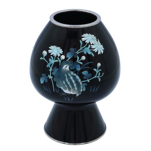 Japanese Cloisonné Enamel Quail Vase image-1