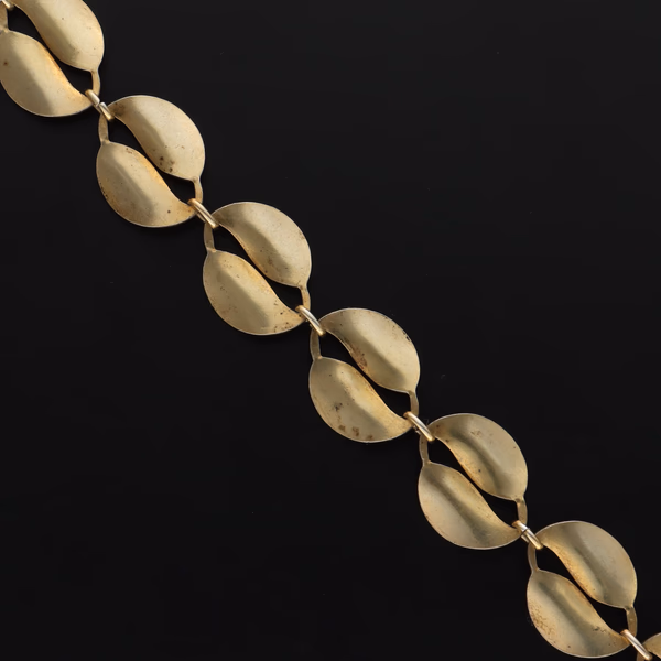 Sterling Silver and White Guilloche Double Leaf Necklace
