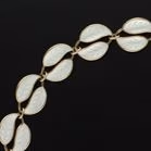 Sterling Silver and White Guilloche Double Leaf Necklace
