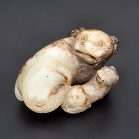 Mottled Jade Buddhist Lion Group