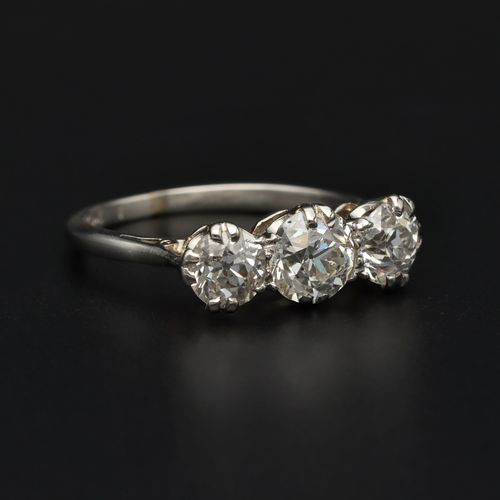 Platinum Three Stone Diamond Ring image-1