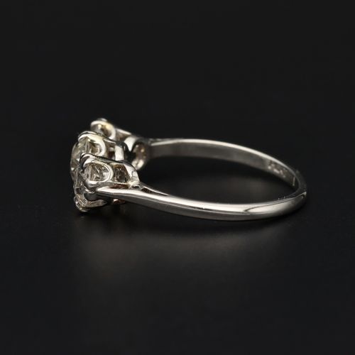 Platinum Three Stone Diamond Ring image-3