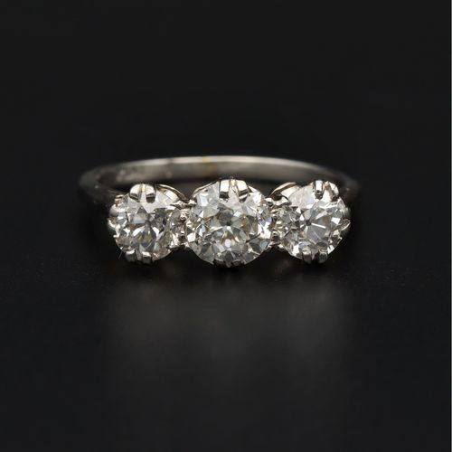 Platinum Three Stone Diamond Ring image-2