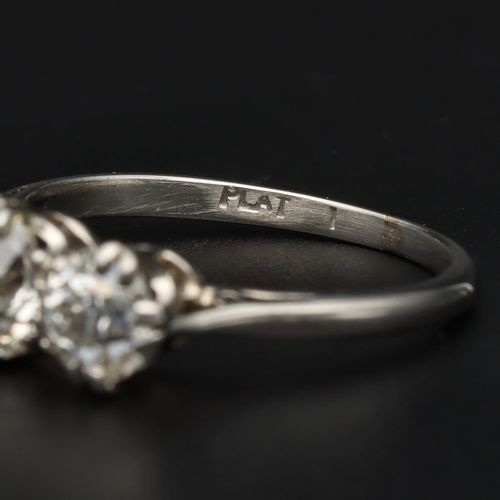 Platinum Three Stone Diamond Ring image-4