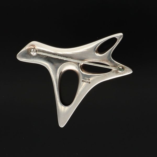 Georg Jensen Silver and Black Enamel Brooch