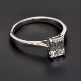 Platinum Emerald Cut Diamond Solitaire Ring