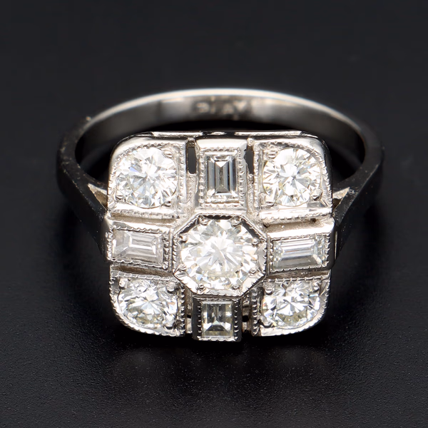 Art Deco Style Platinum Diamond Ring