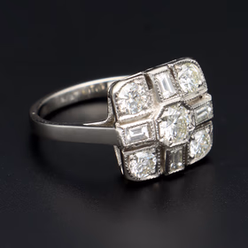 Art Deco Style Platinum Diamond Ring