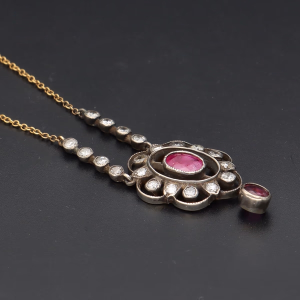 18ct Gold Ruby and Diamond Necklace