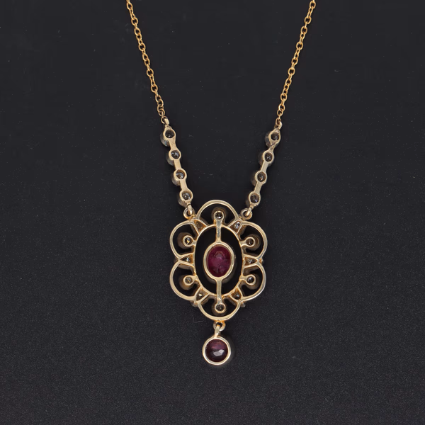 18ct Gold Ruby and Diamond Necklace
