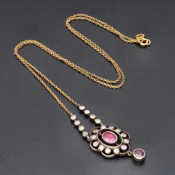 18ct Gold Ruby and Diamond Necklace
