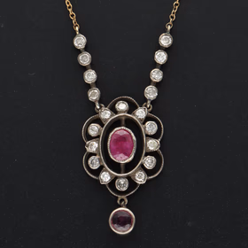 18ct Gold Ruby and Diamond Necklace