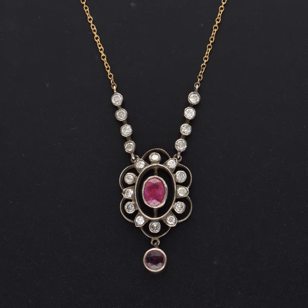 18ct Gold Ruby and Diamond Necklace
