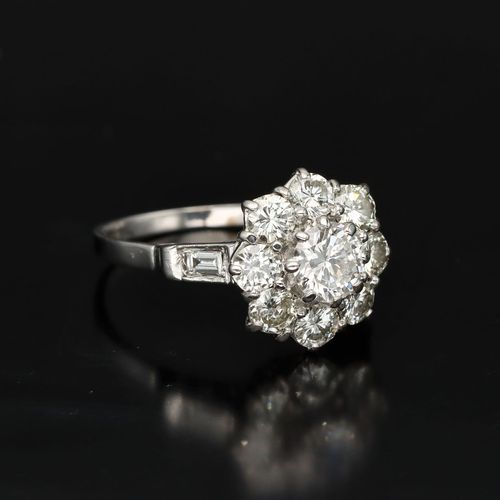 White Gold Diamond Cluster Ring image-1