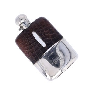 Silver and Leather Hip Flask