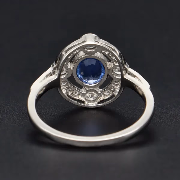 Platinum Sapphire and Diamond Ring