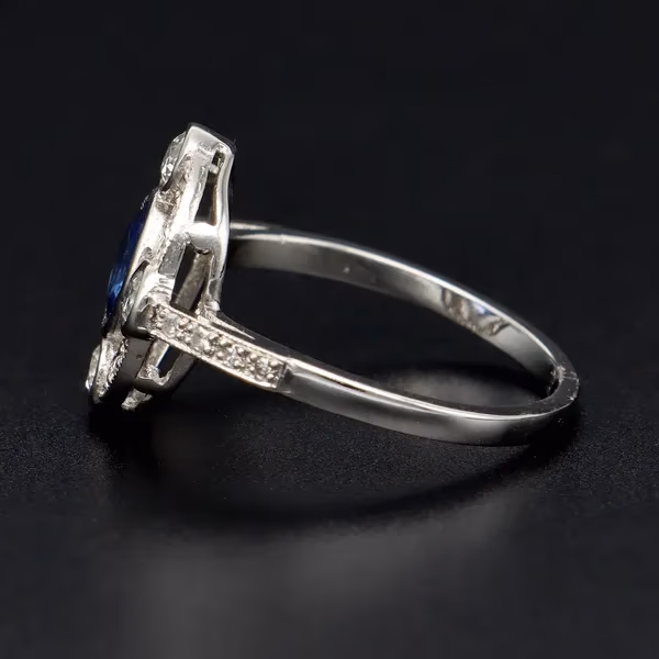 Platinum Sapphire and Diamond Ring