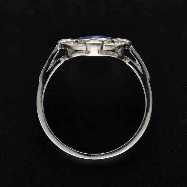 Platinum Sapphire and Diamond Ring