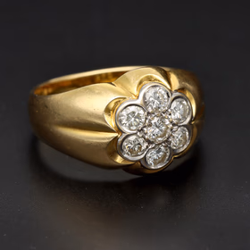 Gents 18ct Yellow Gold Diamond Cluster Ring