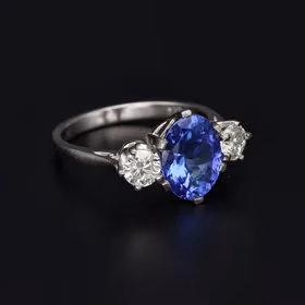 Platinum Tanzanite & Diamond Ring