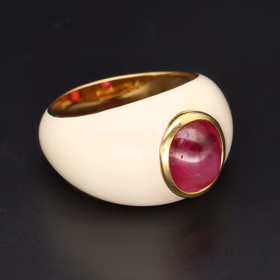 Ricardi Design Milano Enamel & Ruby Ring