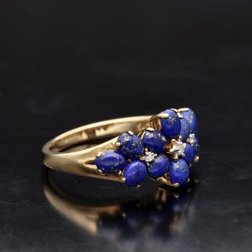 Gold Lapis Lazuli Diamond Ring image-1
