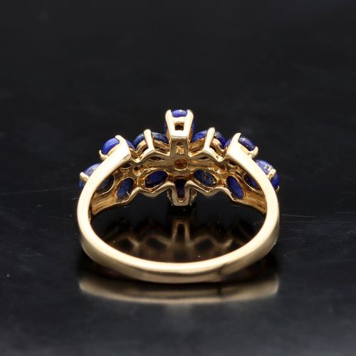 Gold Lapis Lazuli Diamond Ring image-5