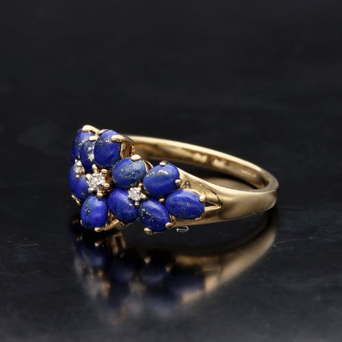 Gold Lapis Lazuli Diamond Ring image-3
