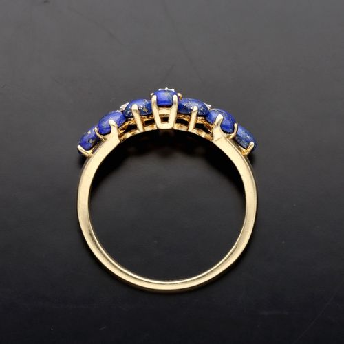 Gold Lapis Lazuli Diamond Ring image-6