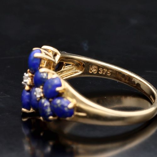 Gold Lapis Lazuli Diamond Ring image-4