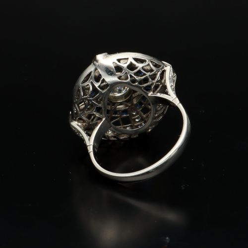 Platinum Diamond and Sapphire Ring image-5