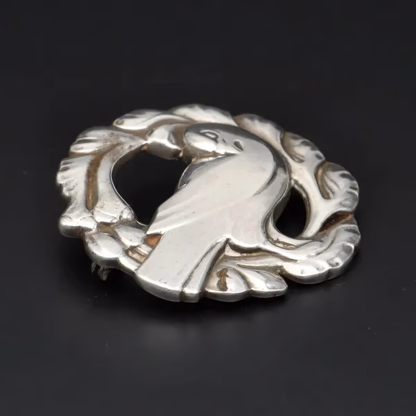 Vintage Georg Jensen Sterling Silver Bird Design Brooch